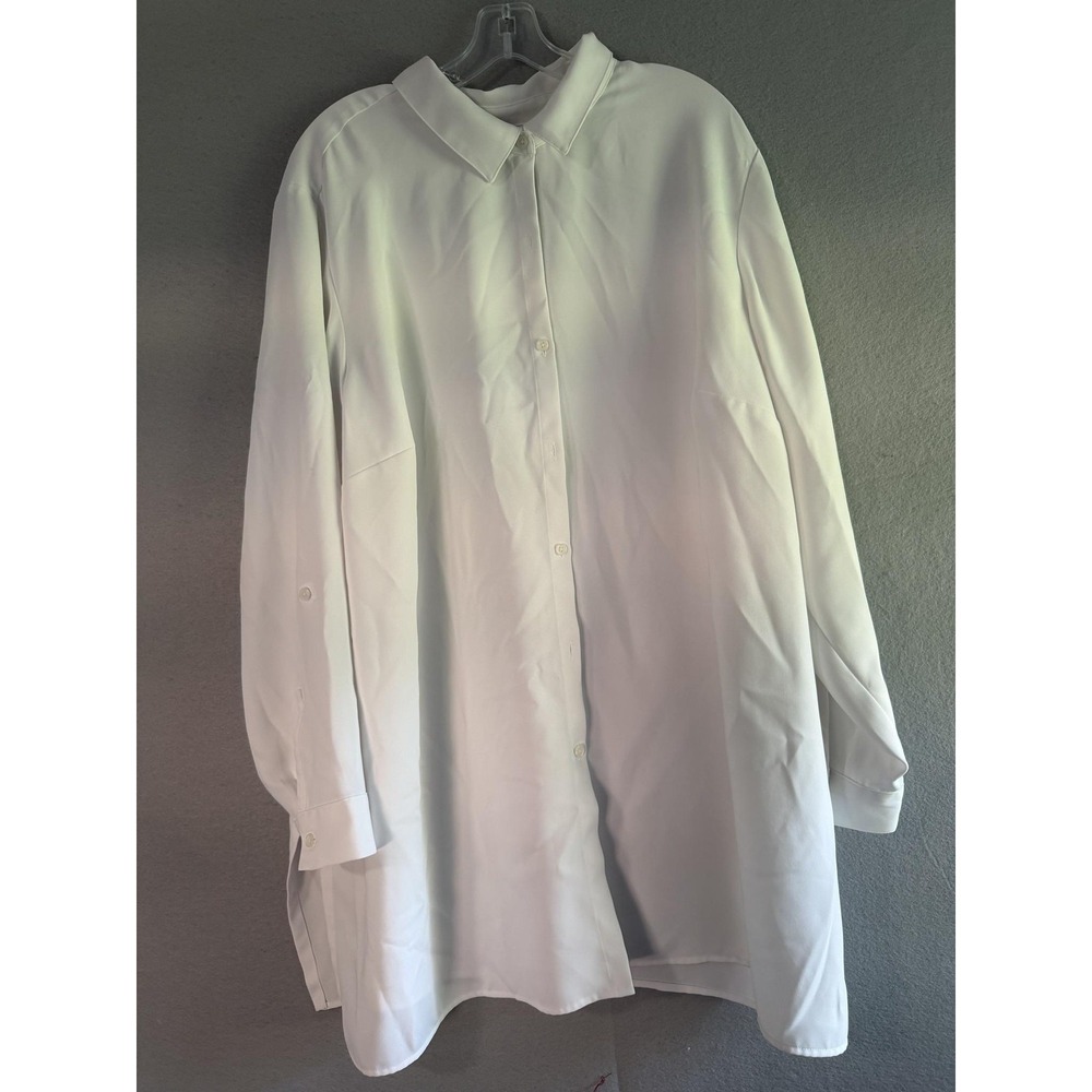 J. Jill Button Up Shirt Womens 3X White Wearever Easy Care Long Sleeve Tunic Top